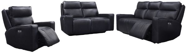 Mazin Furniture Chadwick Black Power Double Reclining Loveseat with Power Headrests-3