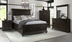 Elements International Slater 4-Piece Black Queen Storage Bed Set