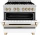 ZLINE Autograph Edition 36" Stainless Steel Pro Style Dual Fuel Range with White Matte Door and Polished Gold Accents-3