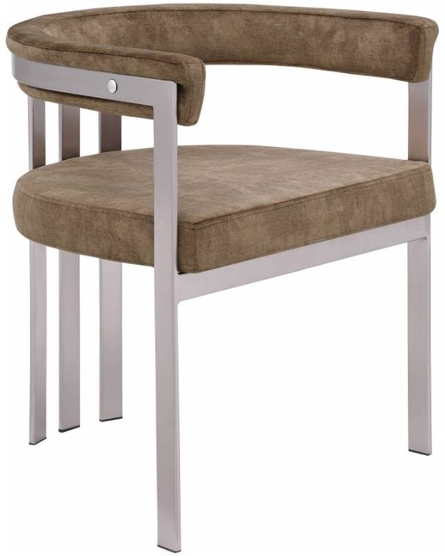 Meridian Furniture Marcello Brown/Brushed Chrome Velvet Dining Chair-0