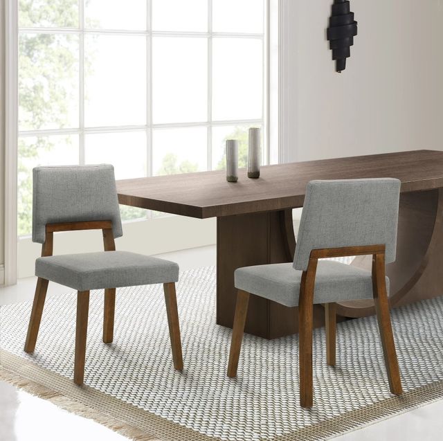 Armen Living Channell 4-Piece Charcoal/Walnut Upholstered Wood Dining Chair Set-1
