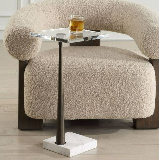 Uttermost® Pelton Glass Top Drink Table with Black/White Base-1