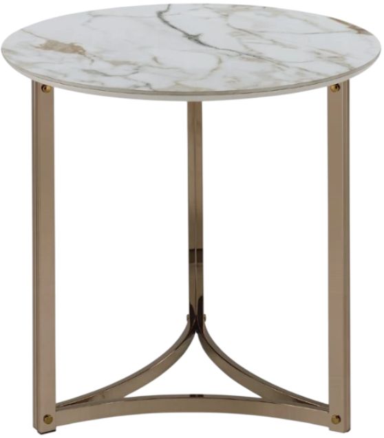 ACME Furniture Zaidee White End Table with Champagne Base-3