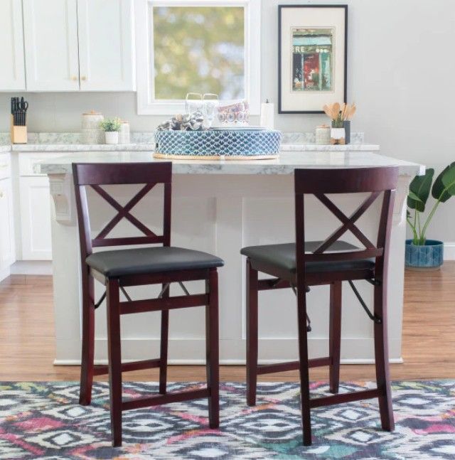 Linon Triena Merlot X Back Folding Counter Stool-1
