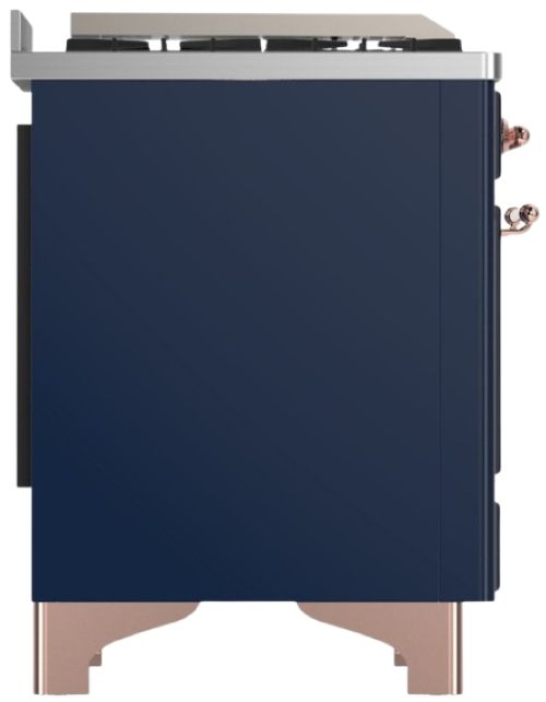 Ilve® Majestic III 36" Midnight Blue Pro Style Dual Fuel Natural Gas Range with Solid Door and Copper Trim-3