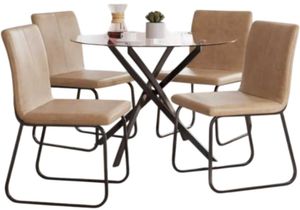 Signature Design by Ashley® Pharwynn 5-Piece Black/Toast Dining Set Front view of the Signature Design by Ashley® Pharwynn 5-Piece Black/Toast Dining Set
