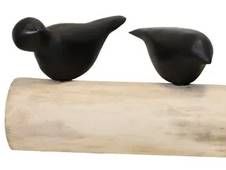 StyleCraft Black Birds Sitting on Log Sculpture-1