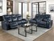 Homelegance® Keziah Blue Leather Power Double Reclining Loveseat with Console-1