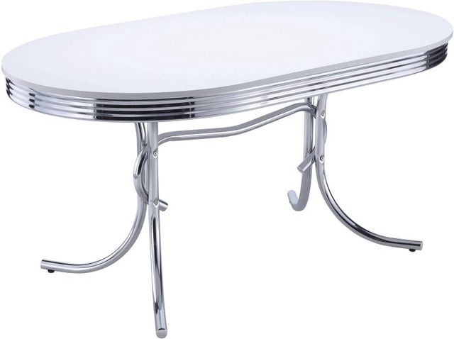 Coaster® Retro White Plated Dining Table with Chrome Silver Base-0