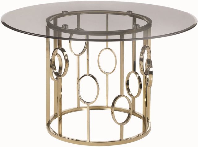 Coaster® Lindsey Smoke And Champagne Gold Round Dining Table-0