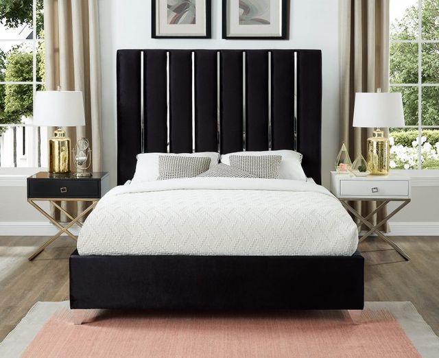 Meridian Furniture Enzo Black Velvet Queen Bed-2