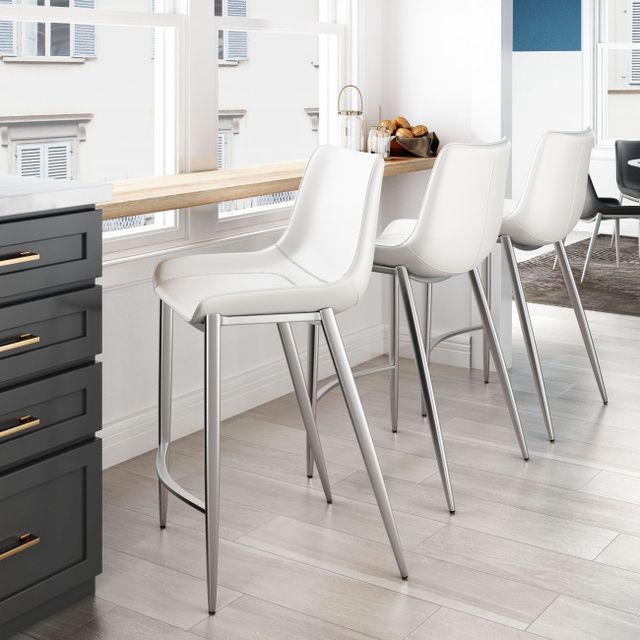 Zuo® Modern Magnus White/Silver Counter Chair-2