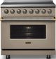 Viking® 5 Series 36" Nantucket Pro Style Induction Range with Brushed Brass Trim-3