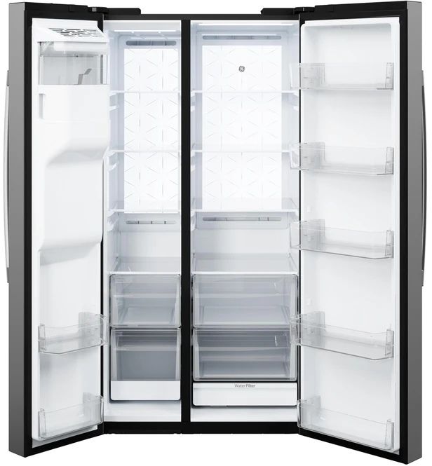 GE® 36" 23.5 Cu. Ft. Fingerprint Resistant Stainless Steel Counter Depth Side-by-Side Refrigerator  with LED Light Walls-1