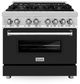 ZLINE 36" Stainless Steel Pro Style Dual Fuel Range with Black Matte Door-0