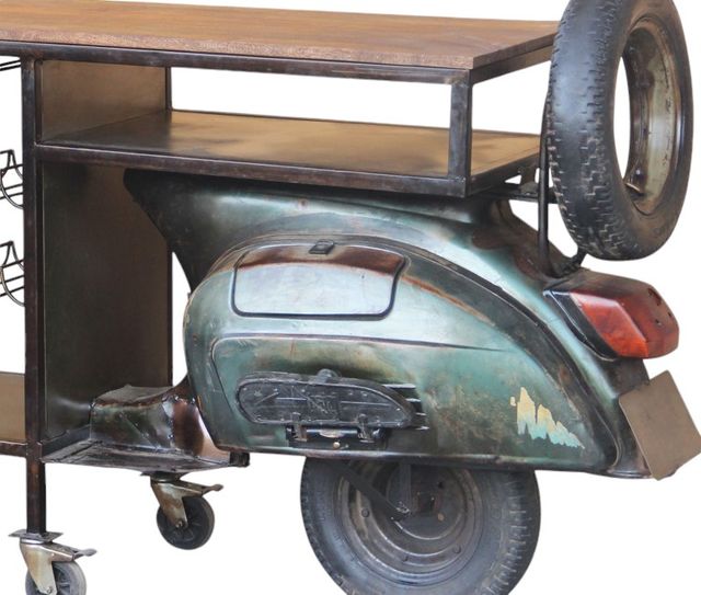 Jaipur Furniture Brown/Green Urban Scooter Bar Cart-2