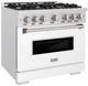 ZLINE Classic 36" Satin Stainless Steel Pro Style Gas Range with White Matte Door-2