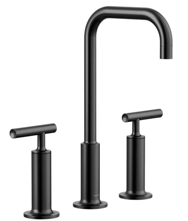 KOHLER® Purist® Matte Black 11" Widespread Bathroom Sink Faucet with Lever Handles-0