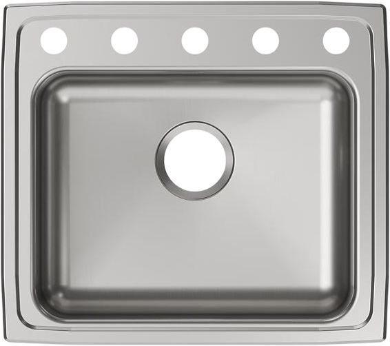 Elkay Lustertone® Classic Lustrous Satin 22" x 19-1/2" x 6-1/2" 5-Hole Single Bowl Drop-In ADA Sink-0
