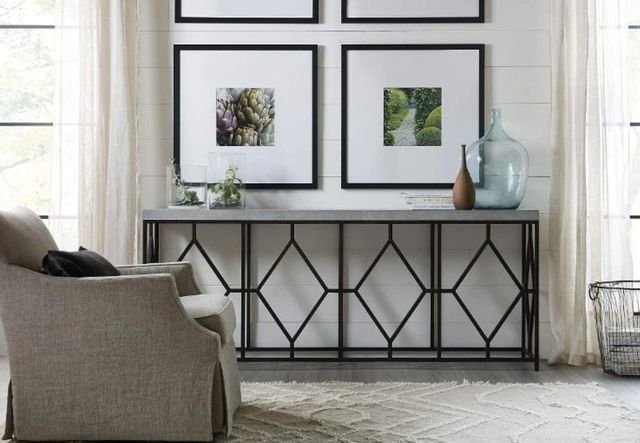 Hooker® Furniture Ciao Bella Gray Console Table with Aged Steel Base-1