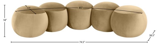 Meridian Furniture Apollo Camel 75" Velvet Upholstered Bench-4
