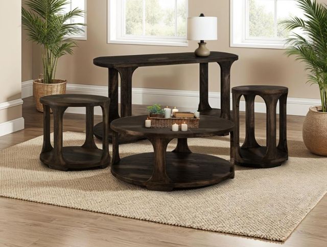 International Furniture Direct Balam Stained Dark Sofa Table-1
