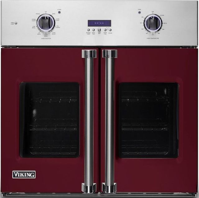 Viking® Professional 7 Series 29.5" Electric Single French Door Oven Built In-Burgundy-0