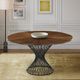 Armen Living Cirque 54" Round Walnut Pedestal Dining Table with Black Base -3