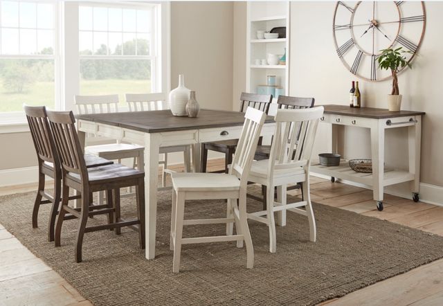 Steve Silver Co. Cayla Dark Oak Counter Height Dining Table with Antiqued White Base-3