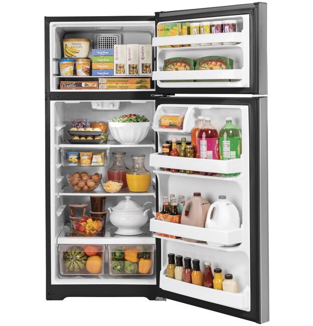 GE® 28" 17.5 Cu. Ft. Stainless Steel Top Freezer Refrigerator-2