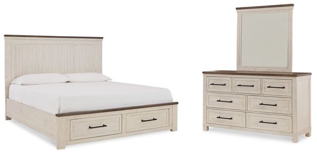 Benchcraft® Brewgan 3-Piece Two-Tone King Storage Panel Bed Set-0