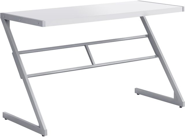 Monarch Specialties Inc. 48"L White and Silver Metal Computer Desk-0