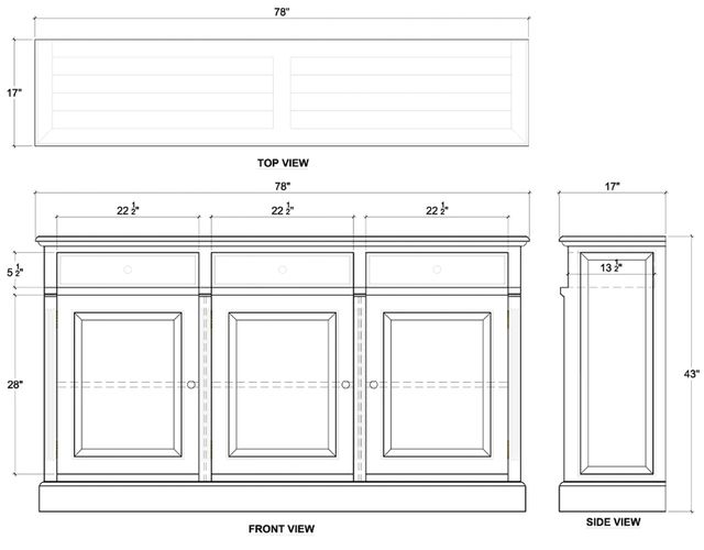 Bramble Customizable Hudson 3-Door Sideboard-1