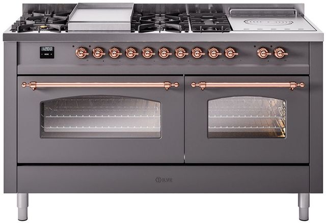 Ilve® Nostalgie II Series 60" Graphite Matte Pro Style Dual Fuel Range-0