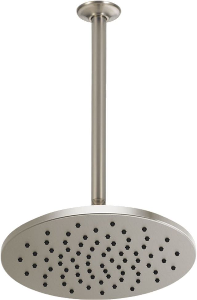 Brizo Essential™ Brilliance® Brushed Nickel 13.44" Ceiling Mount Shower Arm and Round Flange-2