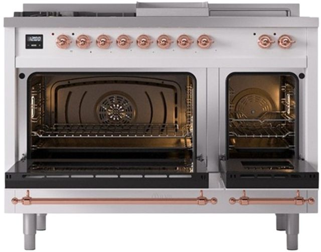 Ilve® Nostalgie II Series 48" White Pro Style Dual Fuel Range-1