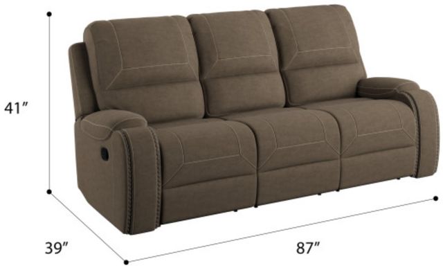 Emerald Home Adrian Walnut Brown Manual Reclining Sofa-2