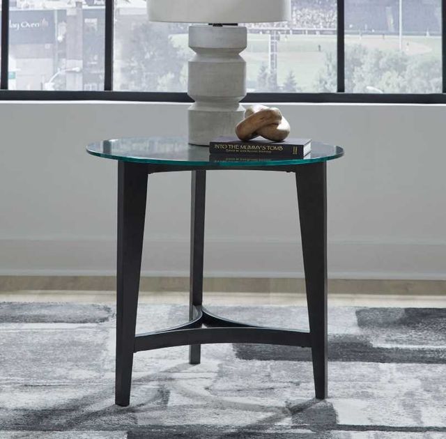 Liberty Furniture Capri Glass Top Round End Table with Espresso Base-1