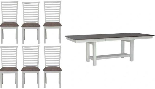 Liberty Furniture Brook Bay 7-Piece Carbon Gray/Textured White Trestle Table Set-0