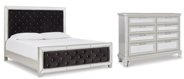 Signature Design by Ashley® Lindenfield 2-Piece Silver Queen Upholstered Panel Bed Set-0