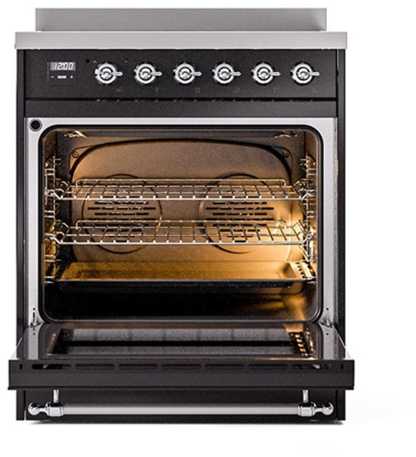Ilve® Nostalgie II Series 30" Glossy Black Pro Style Induction Range-2