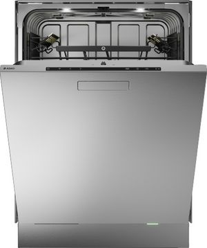 Front view of the slightly opened ASKO Style Series 24" Stainless Steel Top Control Built In Dishwasher