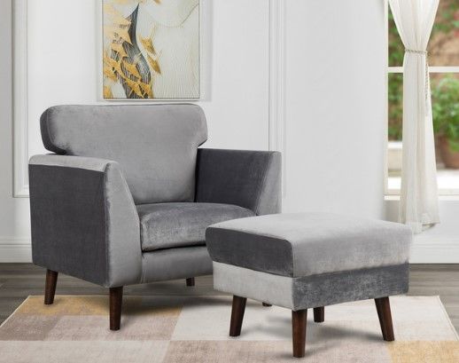 Mazin Furniture Tolley Gray Ottoman-1