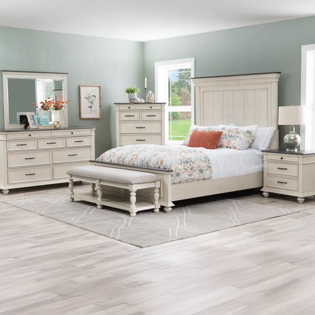 Powell® Carrington Antique White/Gray Bench-1
