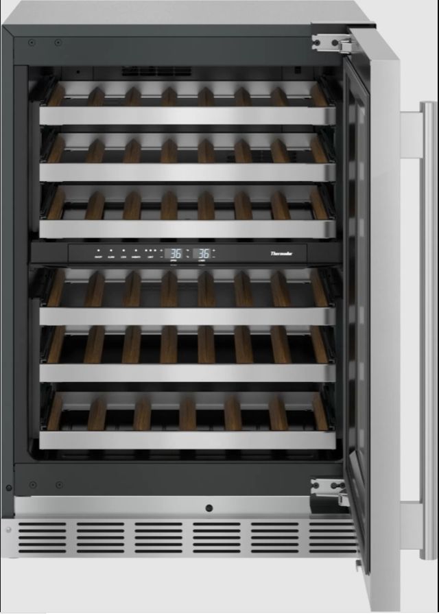Thermador® Freedom® 24" Stainless Steel Right Hinge Under the Counter Wine Cooler with Glass Doors and Professional Handle-1