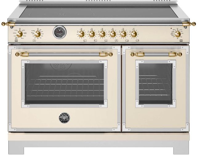 Bertazzoni Heritage Series 48" Fingerprint Resistant Avorio Pro Style Induction Range with Gold Accents-0