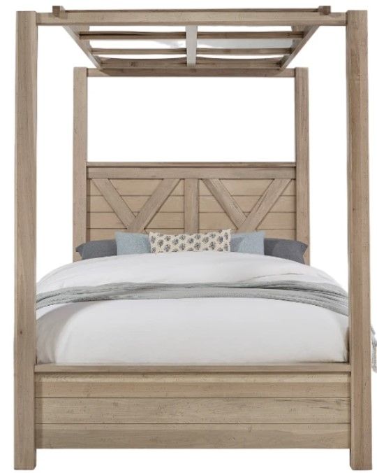 Artisan & Post by Vaughan-Bassett Cool Rustic Clear Maple Queen Mirrored Canopy Bed-2