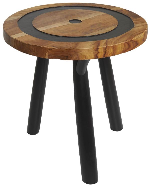 Deco Marche Brown Accent Table with Black Base-0