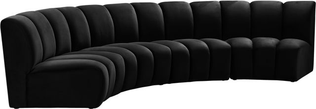 Meridian Furniture Infinity 4-Piece Black Velvet Modular Sectional-4