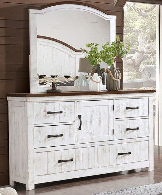 Furniture of America® Alyson 4-Piece Distressed White Queen Bedroom Set-3